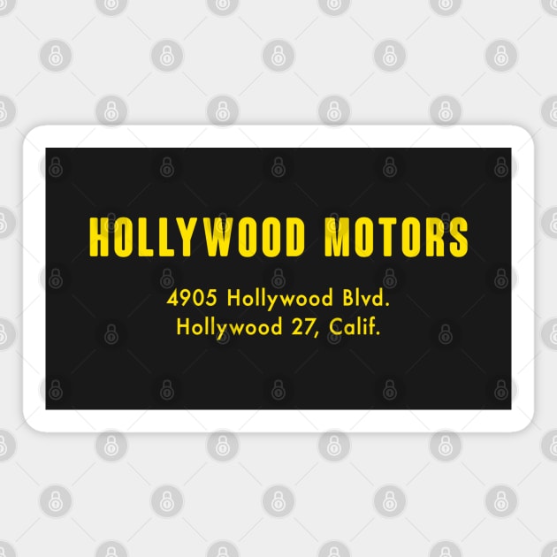 Vintage Hollywood Motors Max Balchowsky 'Old Yeller' Speed Shop emblem - Old yeller yellow print Magnet by retropetrol